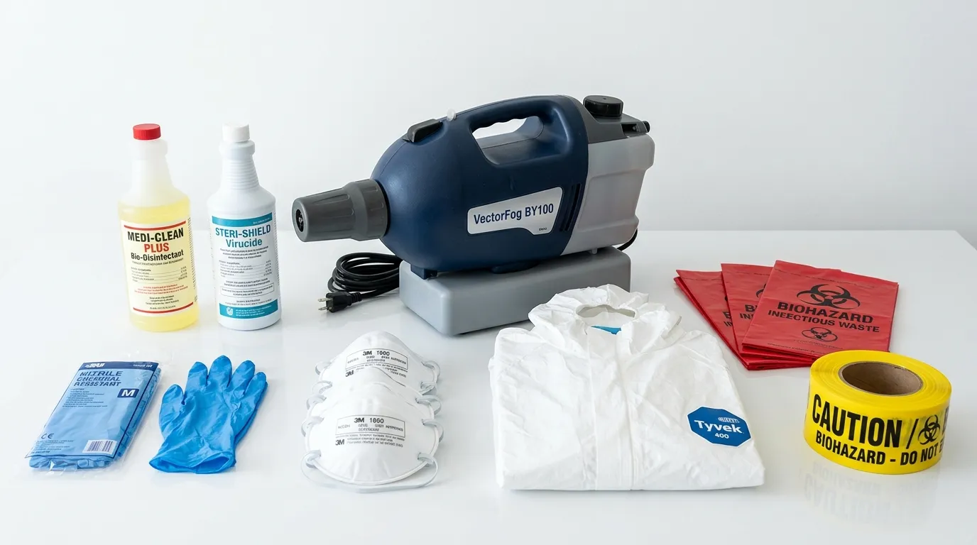 Professional biohazard remediation crew working in Austin